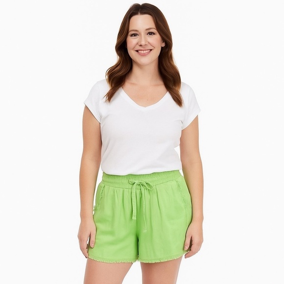 Sedge Pants - NEW Sedge Green Drawstring Raw Hem Shorts Size XS